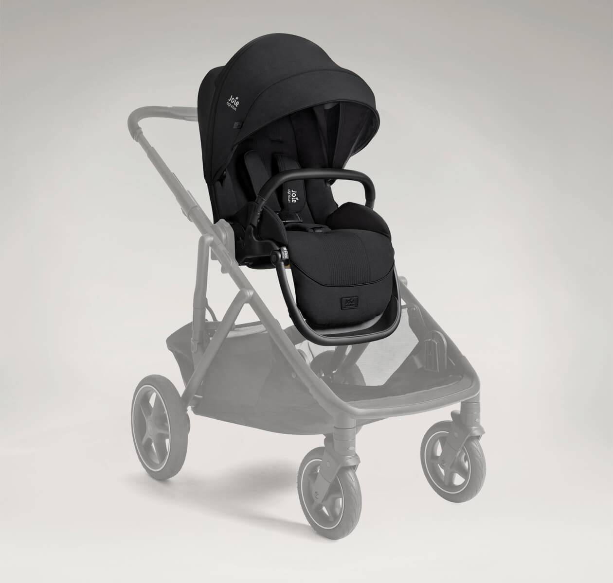 Joie Versiti Sibling Seat on Versiti pushchair frame, seat highlighted positioned at an angle