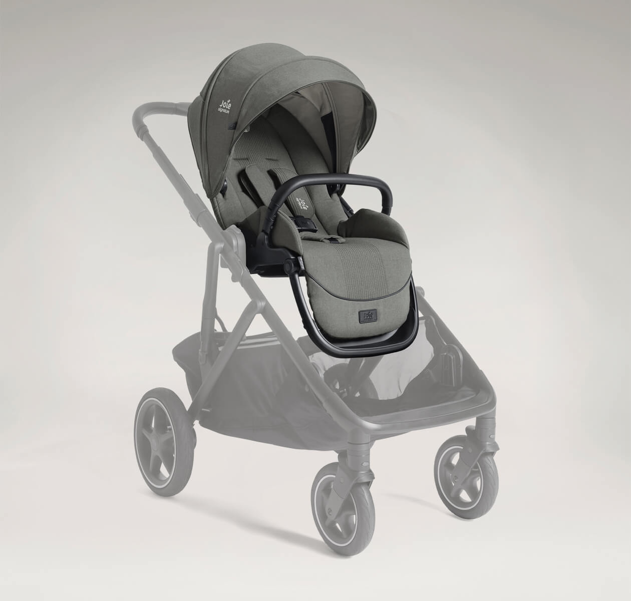 Joie Versiti Sibling Seat on Versiti pushchair frame, seat highlighted positioned at an angle