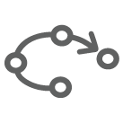 Symbol aus 4 kleinen Kreisen, die durch einen Pfeil verbunden sind.