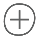 Grauer Kreis in einem Quadrat mit Pluszeichen weist darauf hin, dass das Reisebett mit Stubeneinsatz und Wickelauflage geliefert wird.