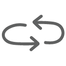 Symbol aus zwei Pfeilen, die sich in einer ovalen Form verbinden