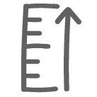 Icono de regla con flecha apuntando hacia arriba a la derecha de la regla 