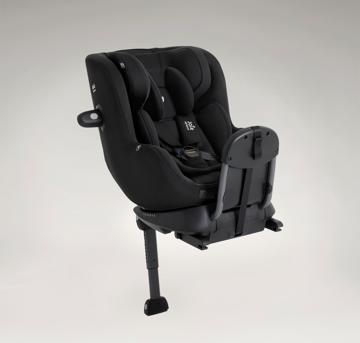  Joie Signature I-Prodigi in eclipse black with infant insert in and on an angle