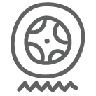 Tire icon with squiggly lines underneath