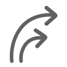 Symbol mit zwei gekrümmten Pfeilen, die nach oben und nach rechts zeigen.