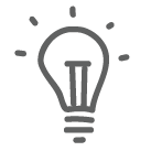 Icon of a lightbulb with marks to indicate its glowing.