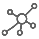 icon of a cirlce with lines coming out to the side with circles on the ends