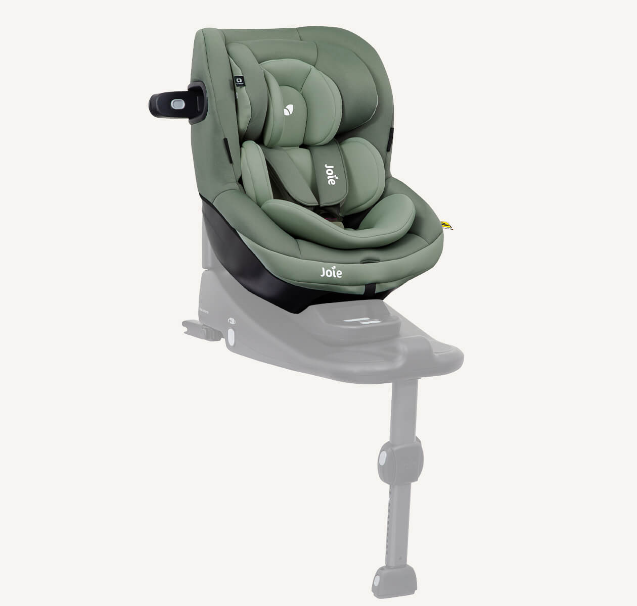 i-Venture car seat on base facing left at an angle