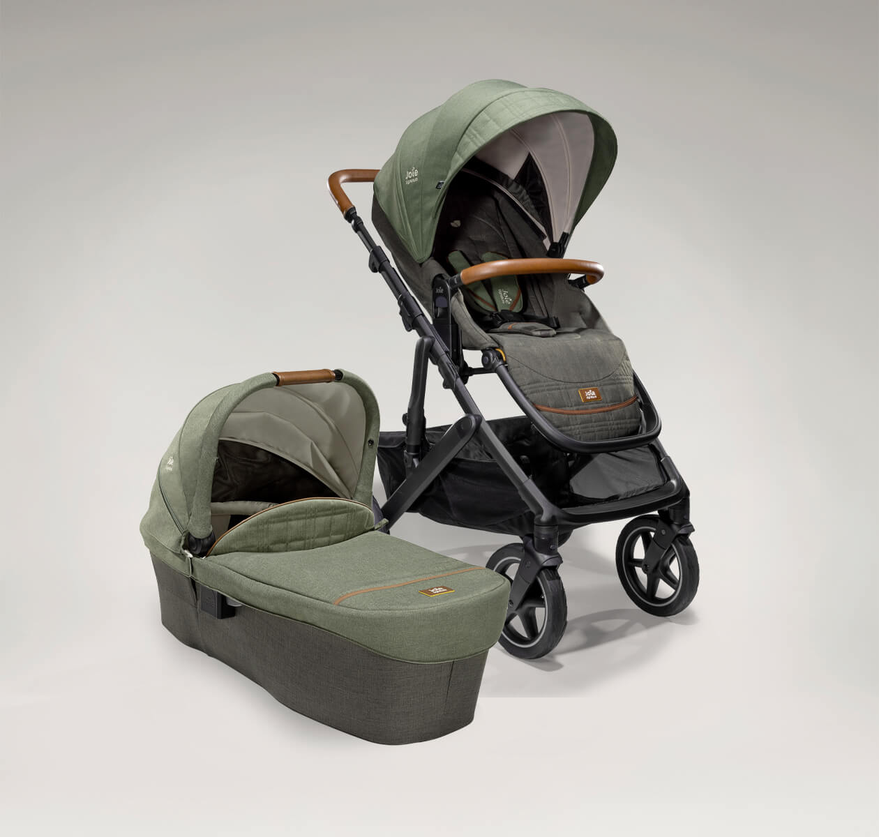 Joie Signature vinca pushchair paired with ramble XL carry cot