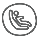 icon of a circle with a car seat inside