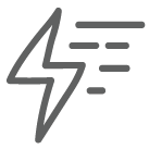 icon of a lightning with lines out to the side to indicate fast
