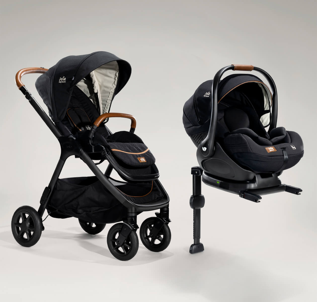  Joie finiti pram in black at an angle.
