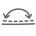 A solid line with a dotted  line on top and a curved double sided arrow pointing at the top and bottom of the lines 