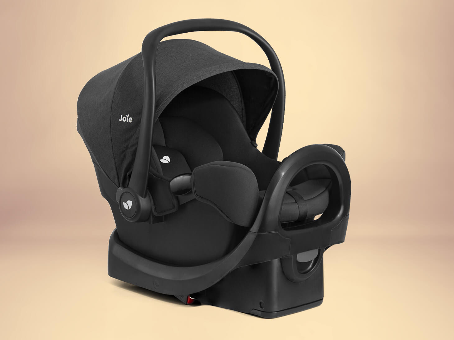 Right angle of rue lightweight infant car seat on colored background