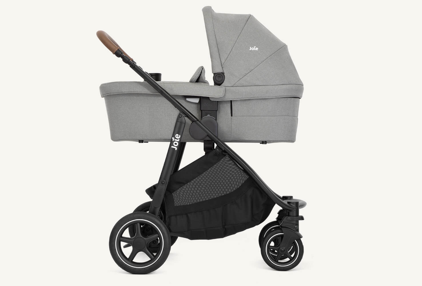 Four Joie versatrax prams displaying the different pushchair modes.