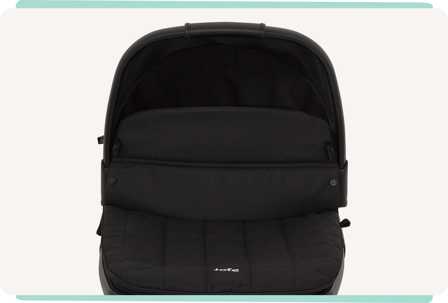 Profile view of honour carry cot in gray