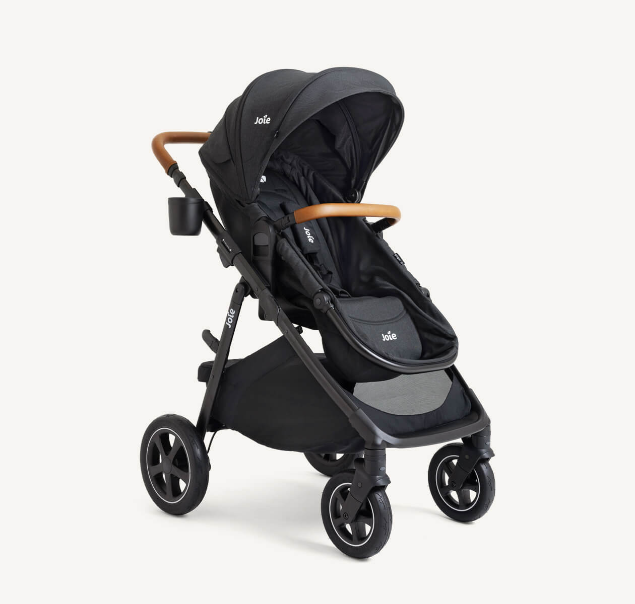 joie ginger dlx stroller in black fashion on white background