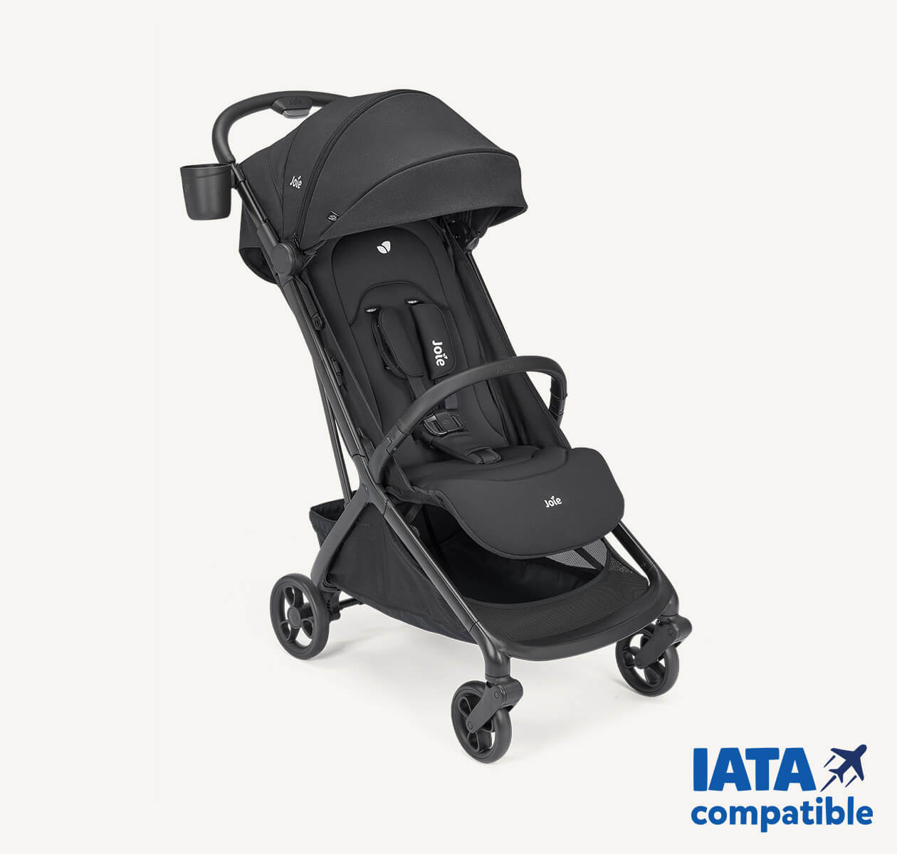 porto lightweight pushchair in black facing to the right 
