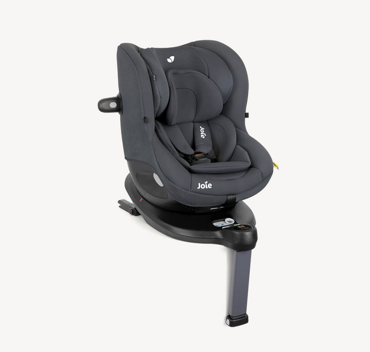 Joie I-Spin 360 spinning car seat in black at an angle.