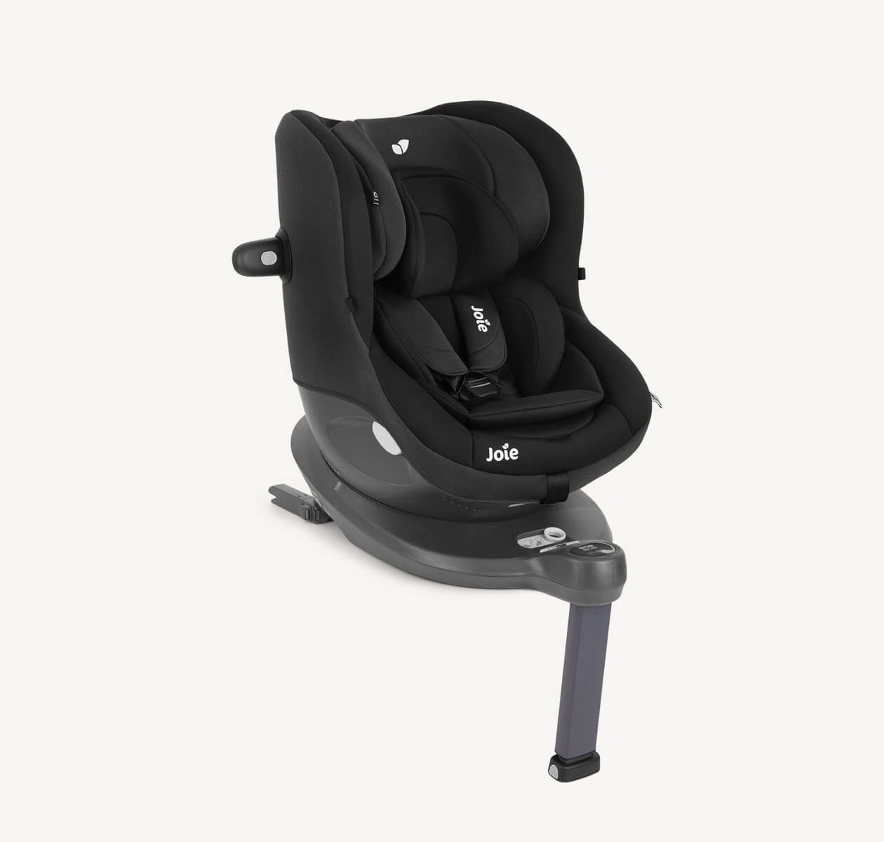  Joie I-Spin 360 spinning car seat in black at an angle.