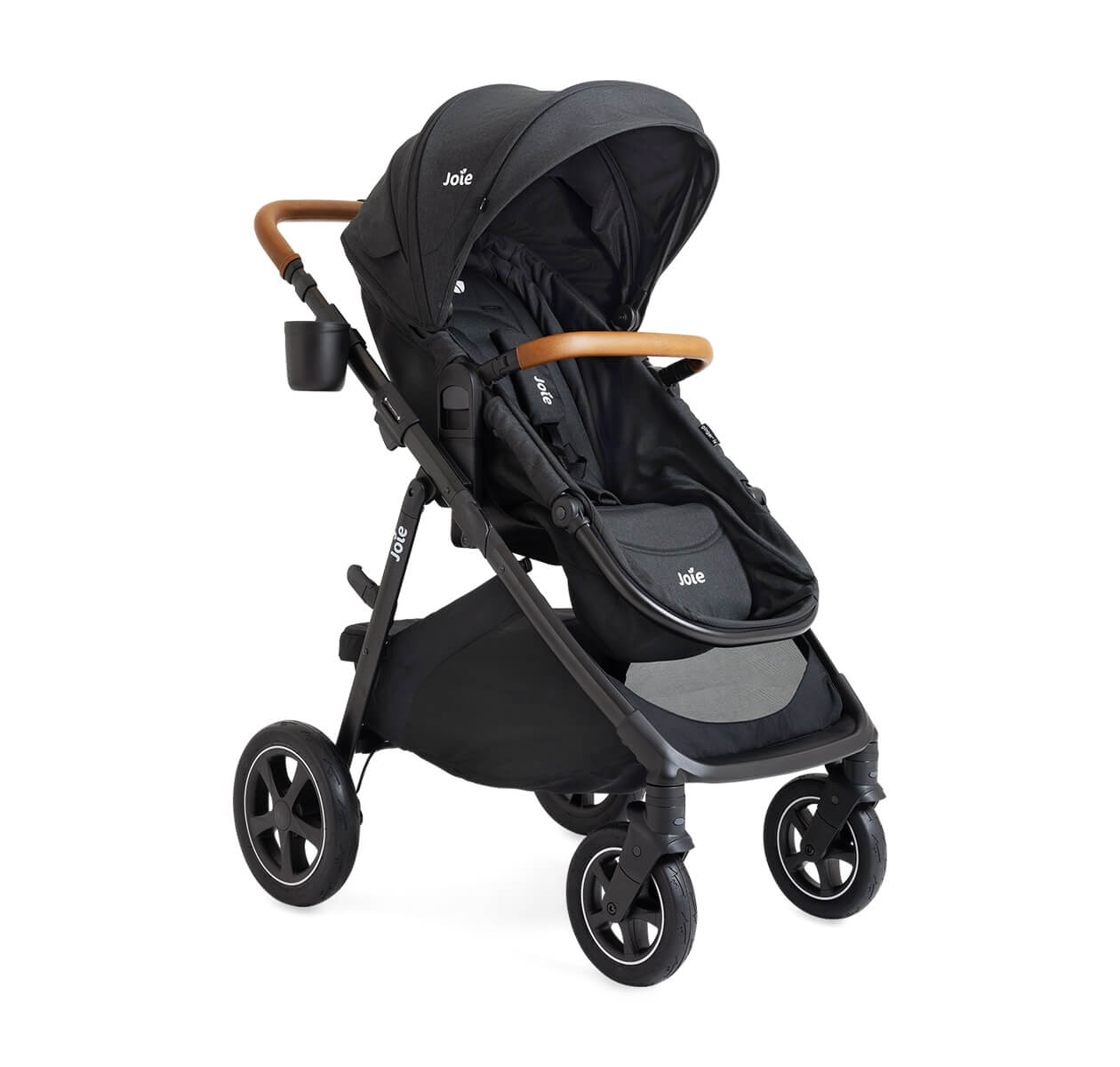 joie ginger dlx stroller in black fashion on white background