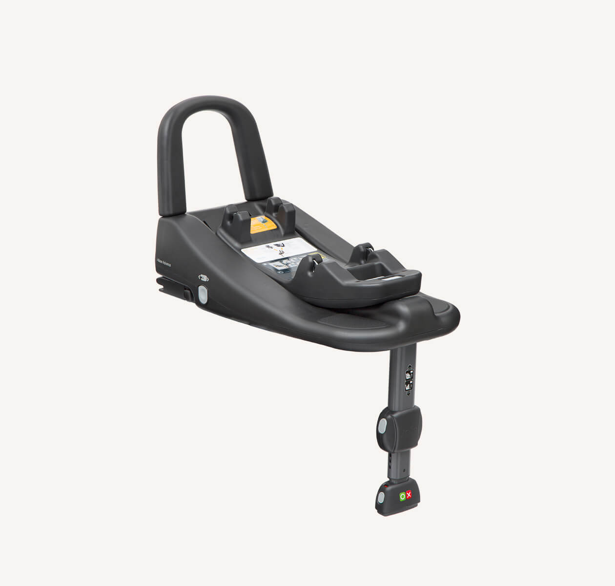   Joie I-Base Advance car seat base at an angle facing to the right.