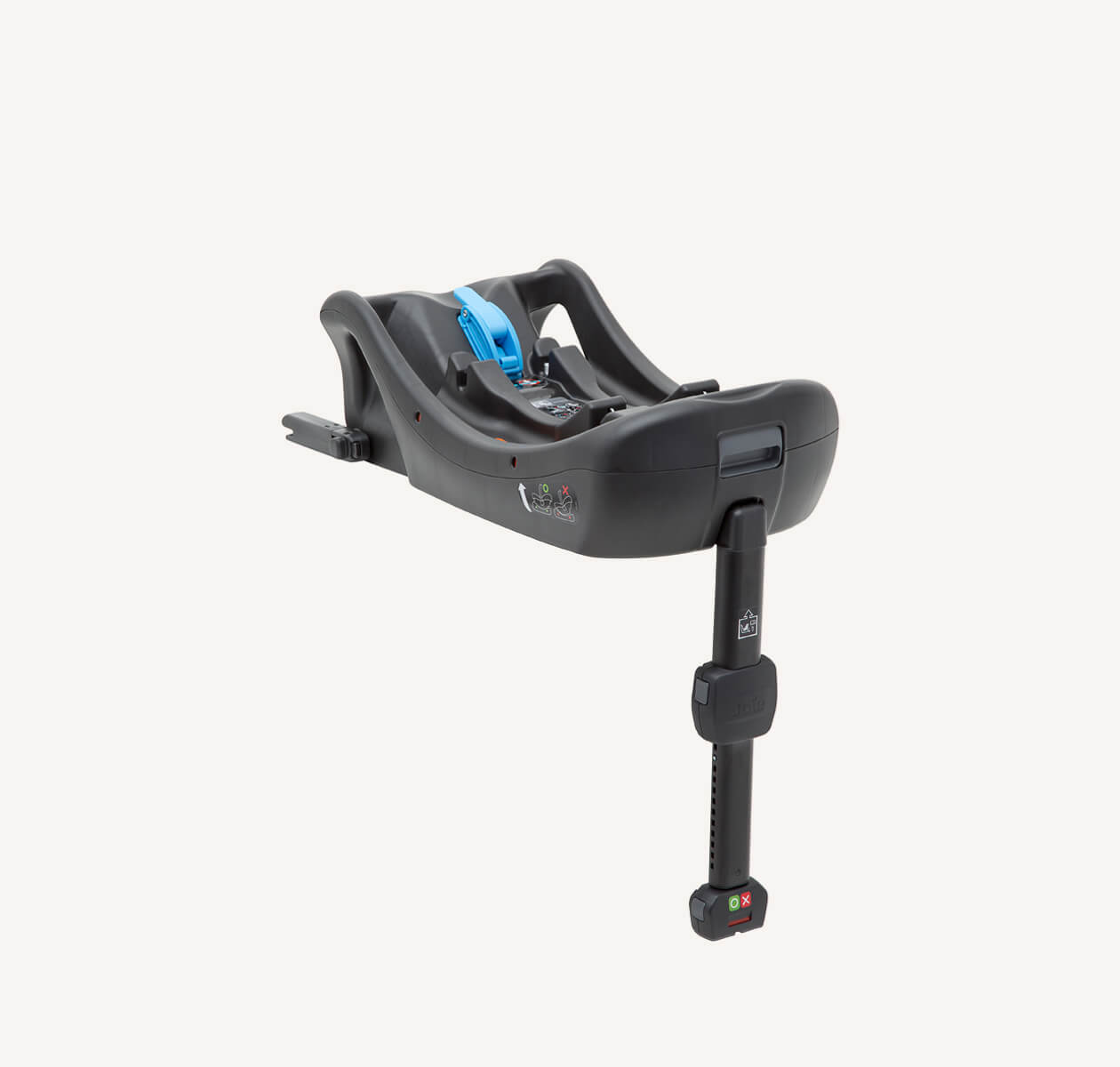  Joie i-base car seat base from a right angle with load leg extended. 