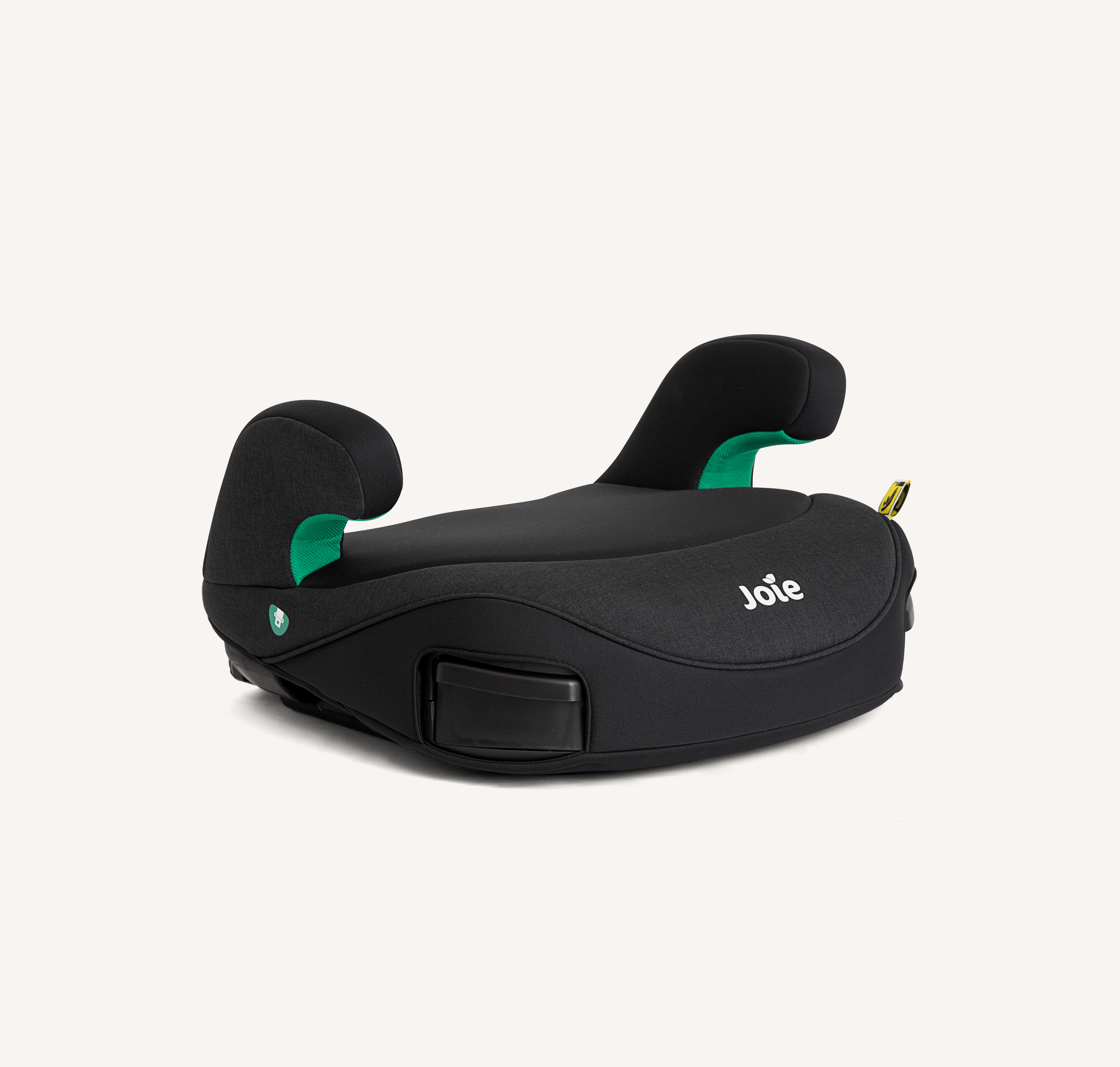 i-Chapp FX backless booster car seat in black facing at a right angle 
