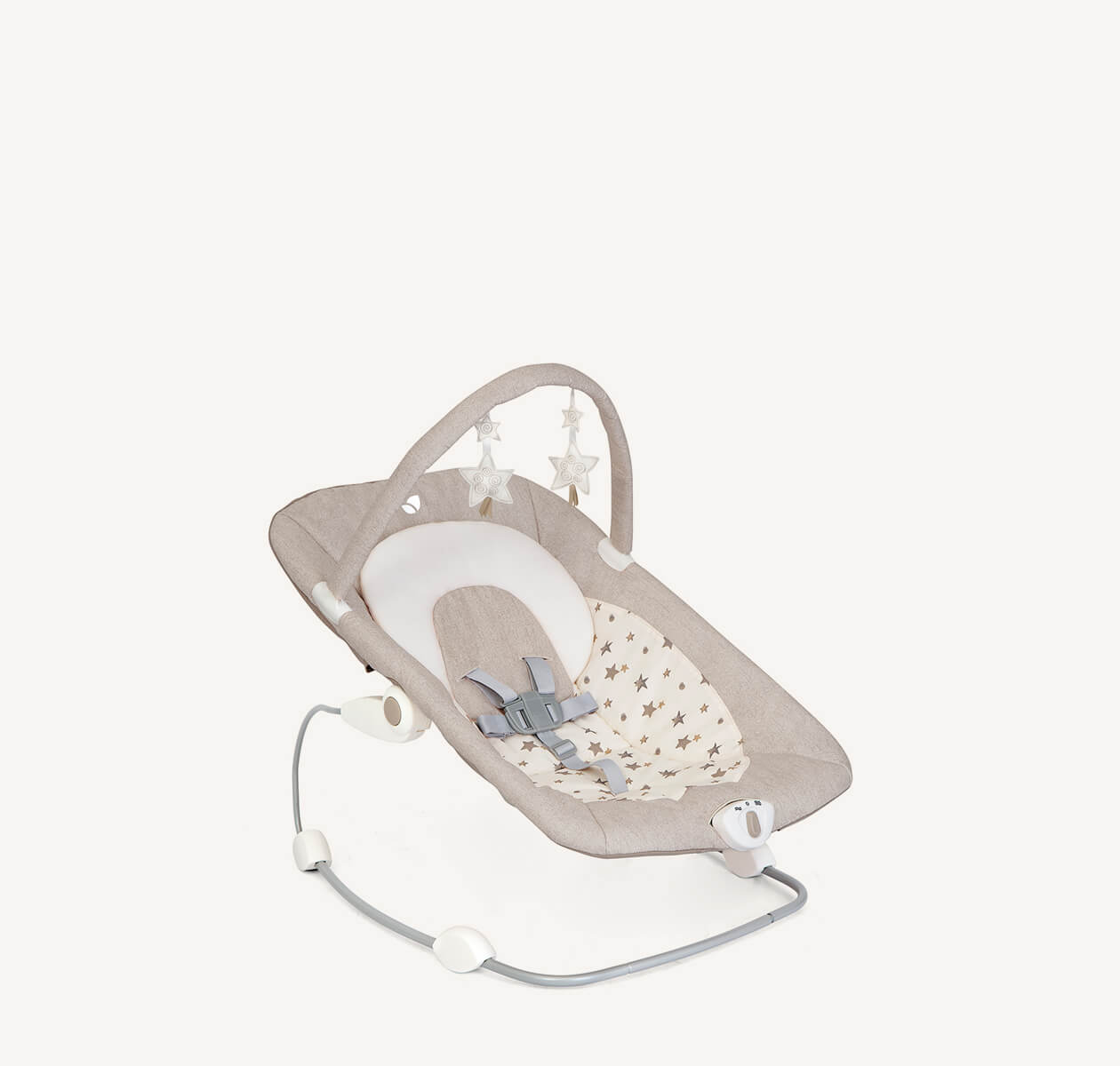  Joie light gray patterned wish bouncer at a right angle.