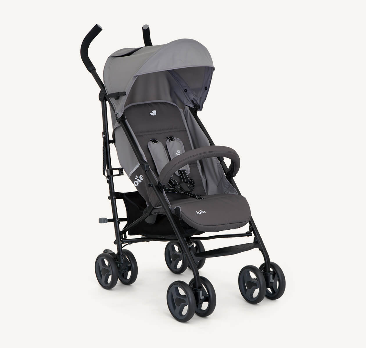Joie light gray nitro lx stroller positioned at a right angle.