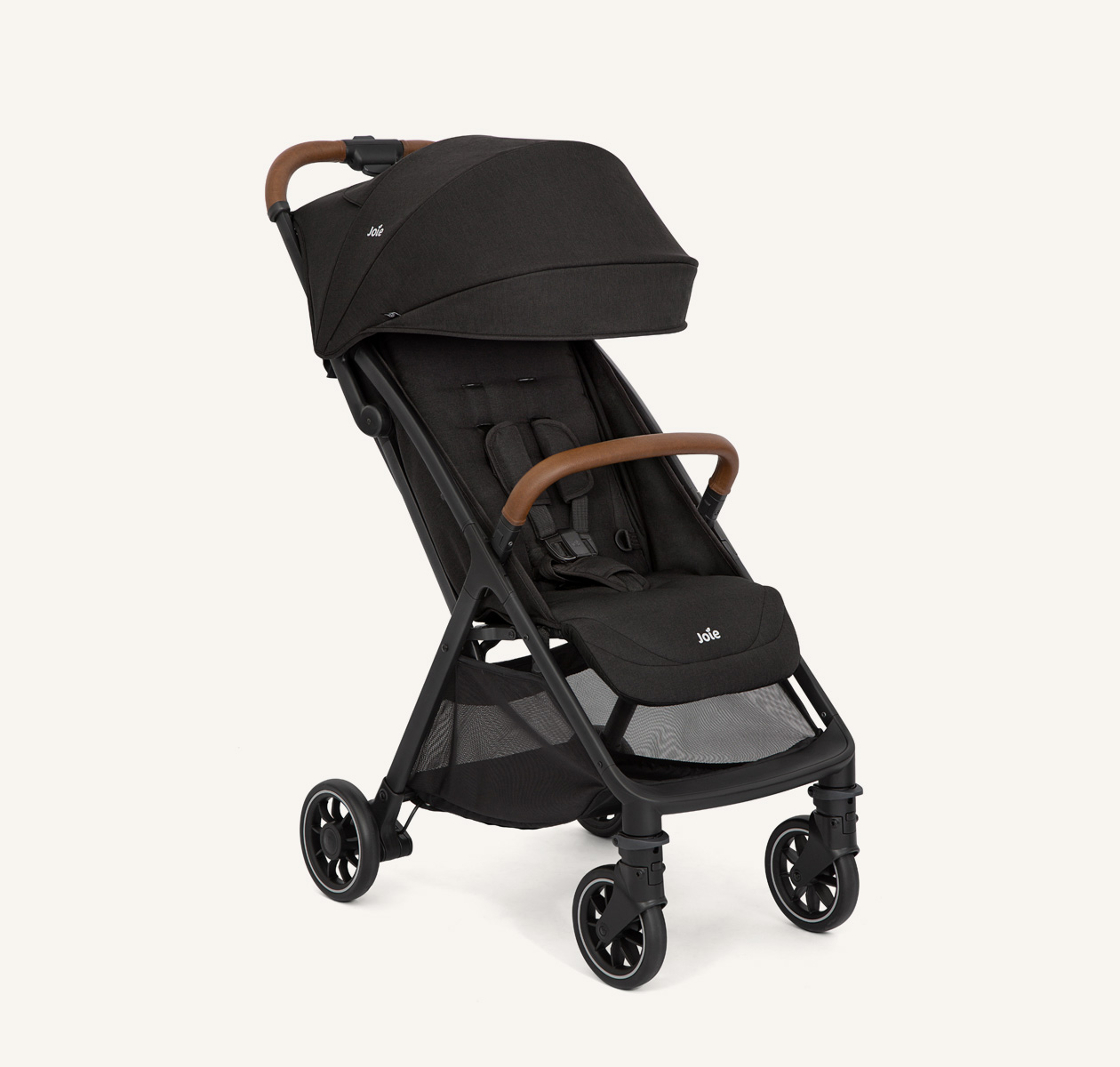 Joie pact pro in black at an angle 
