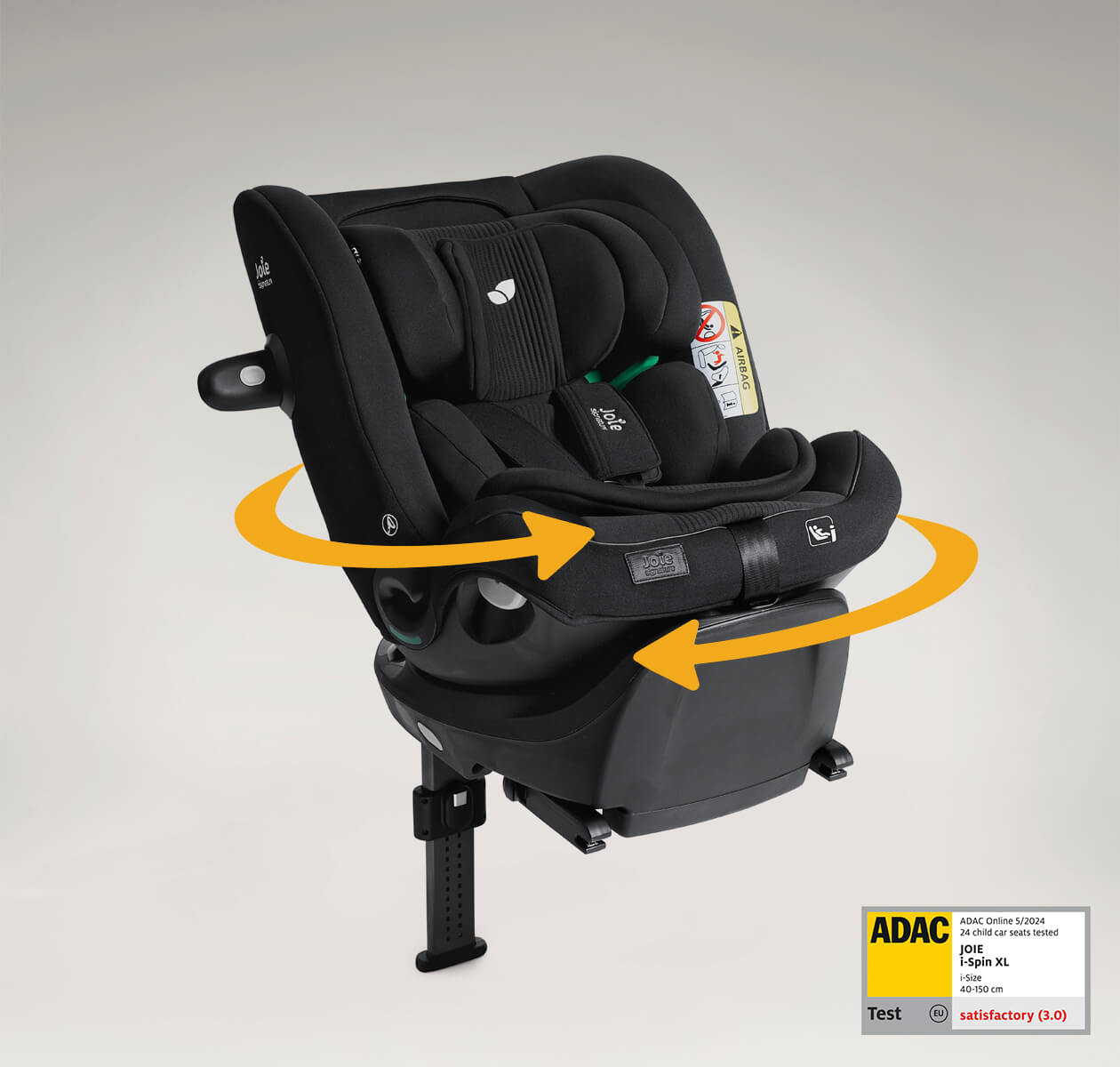 Joie i-Spin XL černá autosedačka, otočná základna, nastavitelná opěrka hlavy, 5bodový pás.