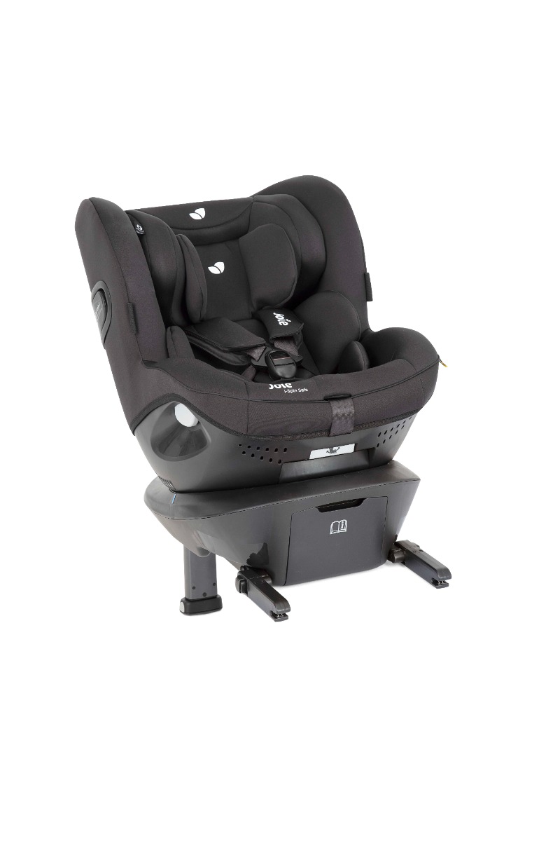  joie I-spin safe in the color coal black on a right angle 