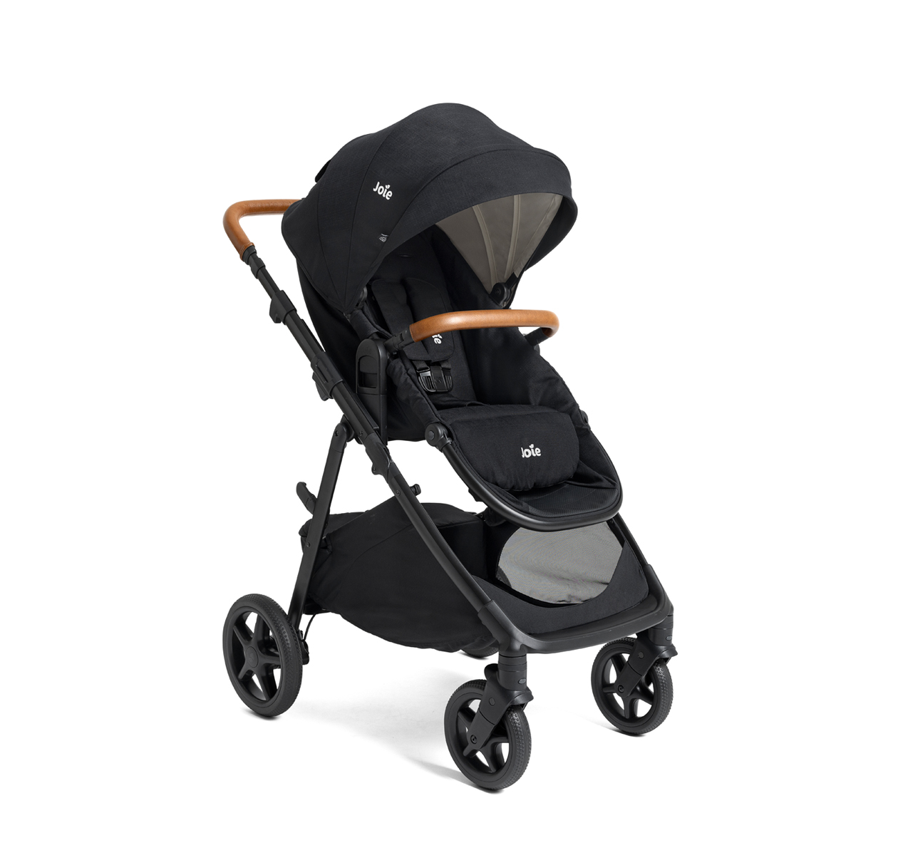 Right angle ginger stroller in shale on white background
