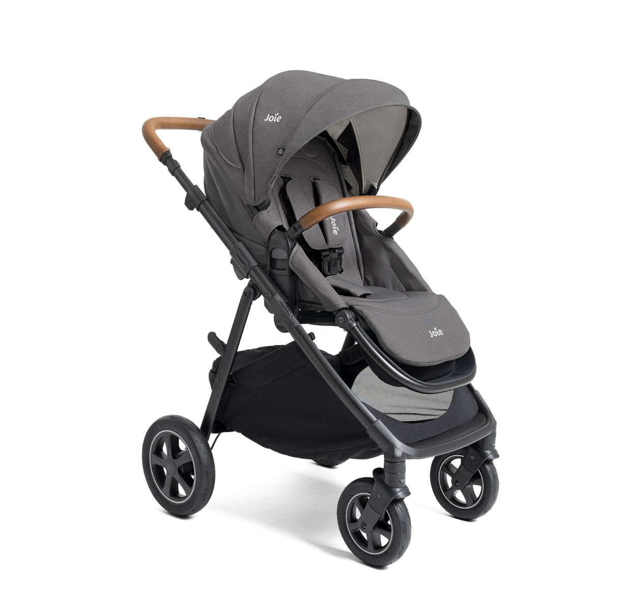 Right angle hazel stroller in thunder on white background
