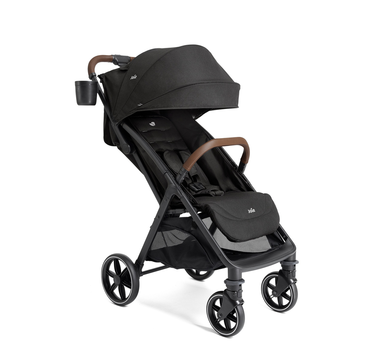 Right angle nutmeg compact in shale stroller on white background
