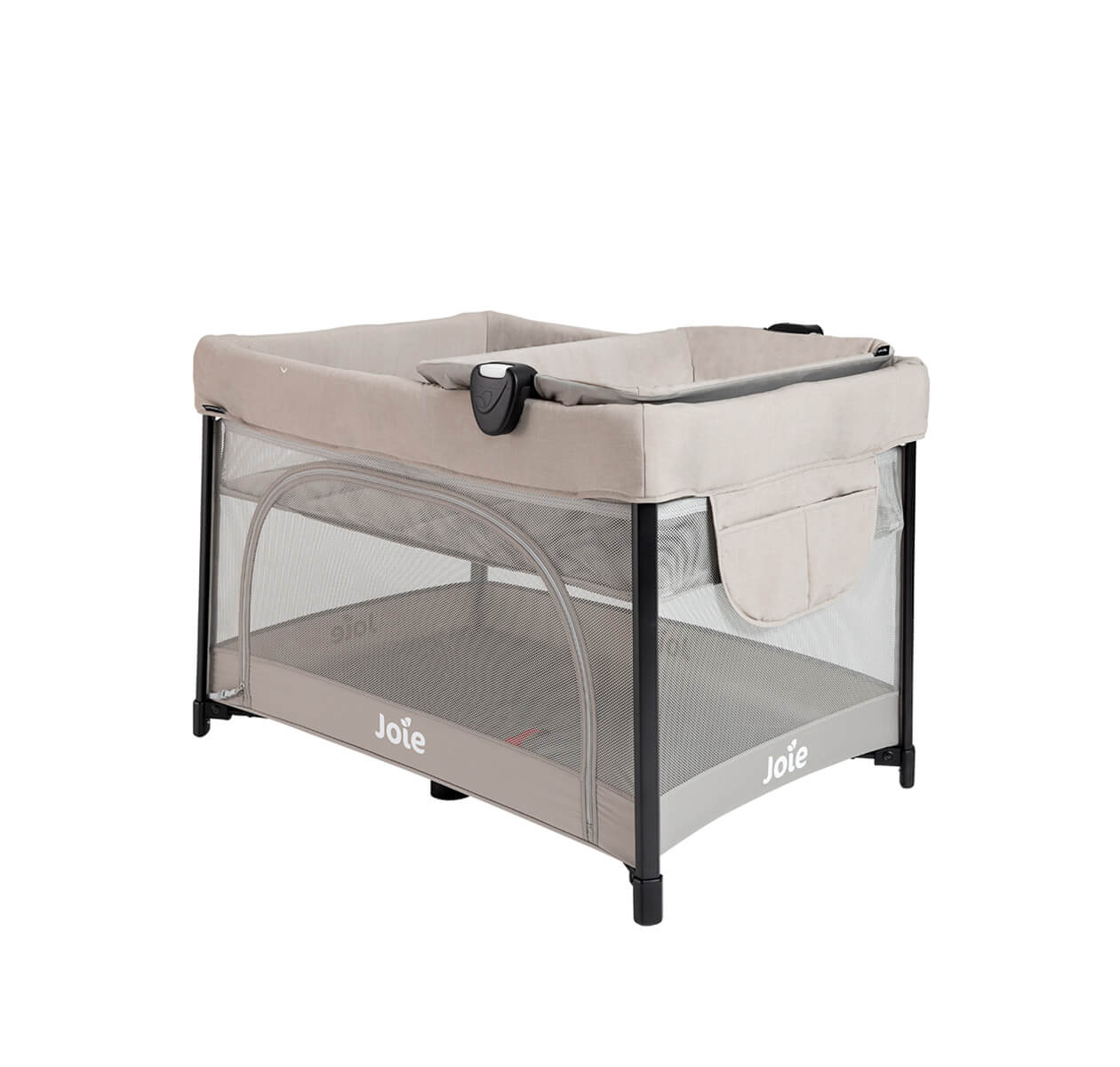 Right angle of sesame lx playard with bassinet & changer in dove on white background