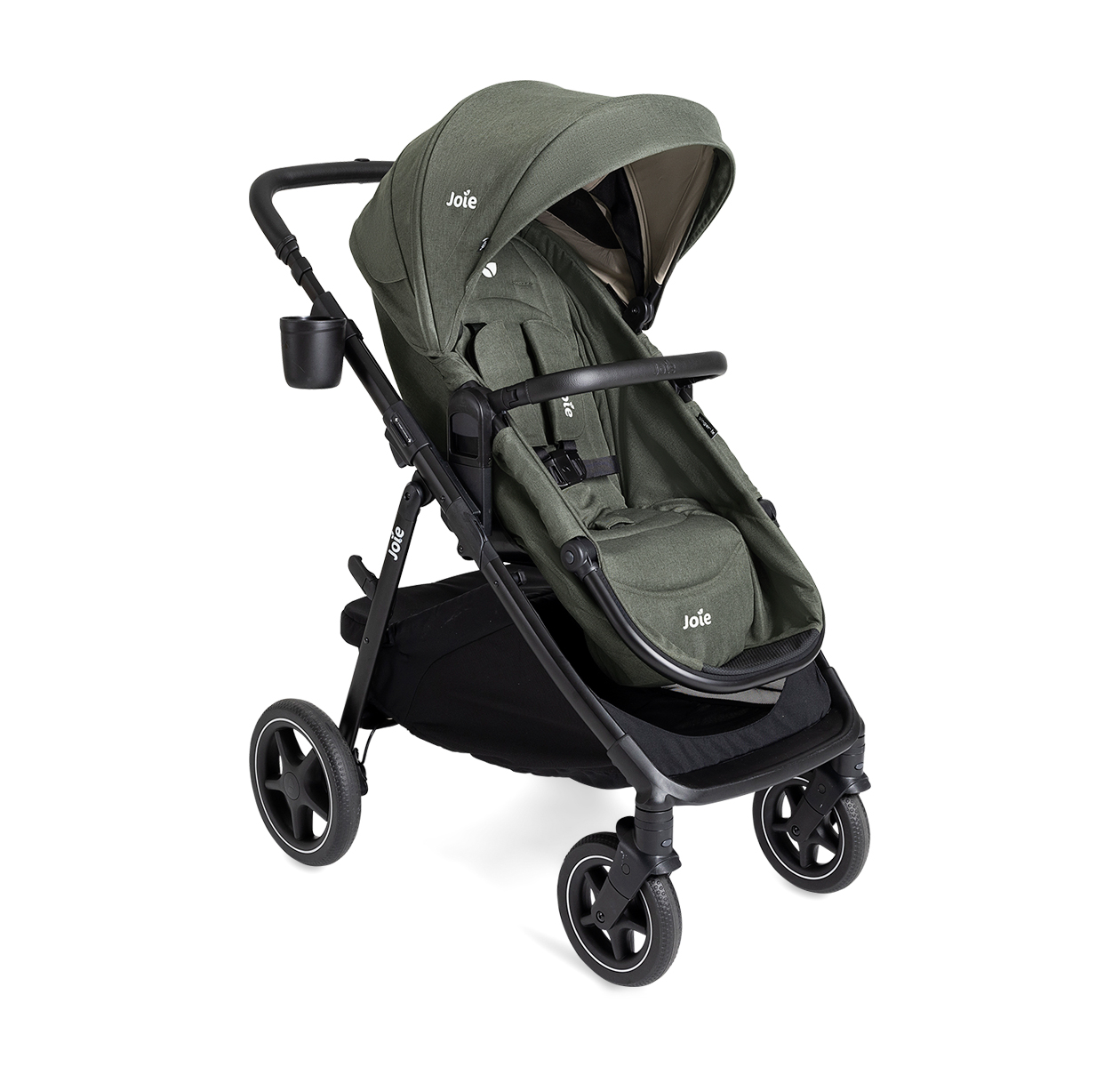 Right angle ginger lx stroller in evergreen on white background