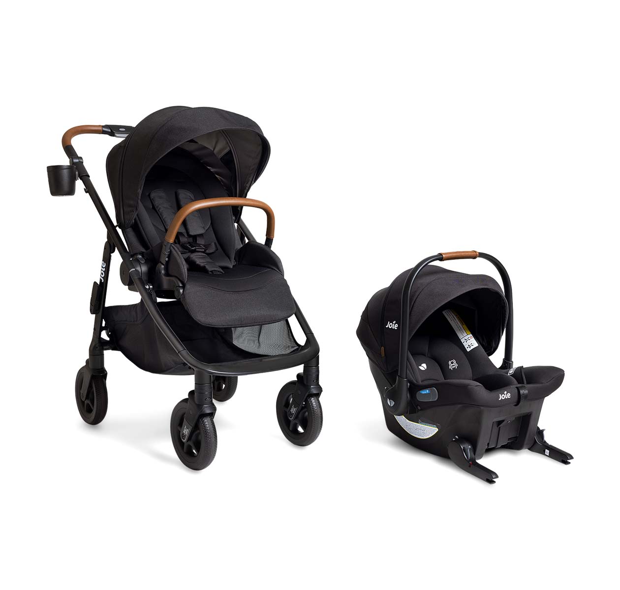 Poppy and mint latch travel system on white background
