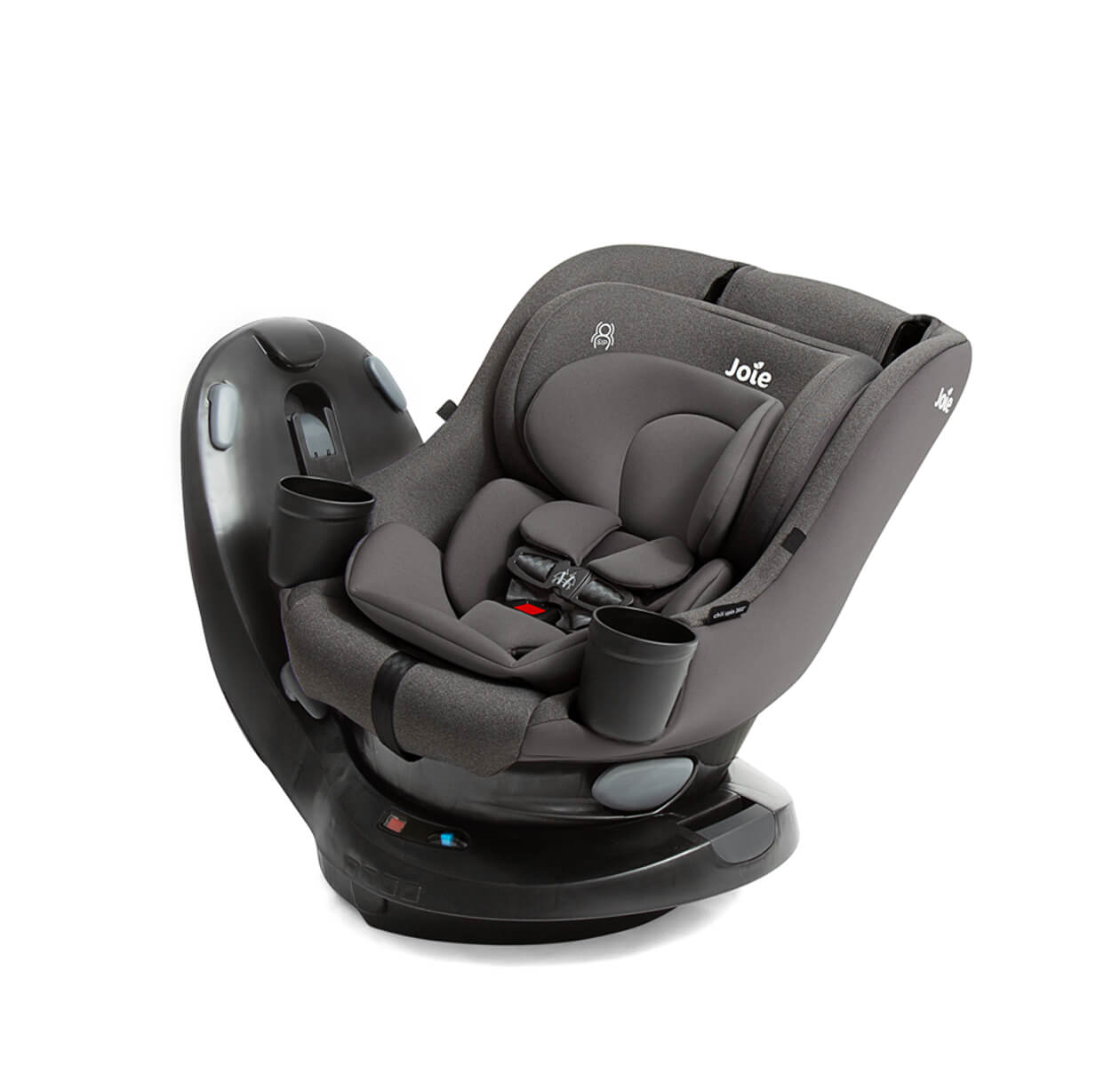 Right angle of chili spin 360 2-in-1 rotating car seat rotated in thunder on white background