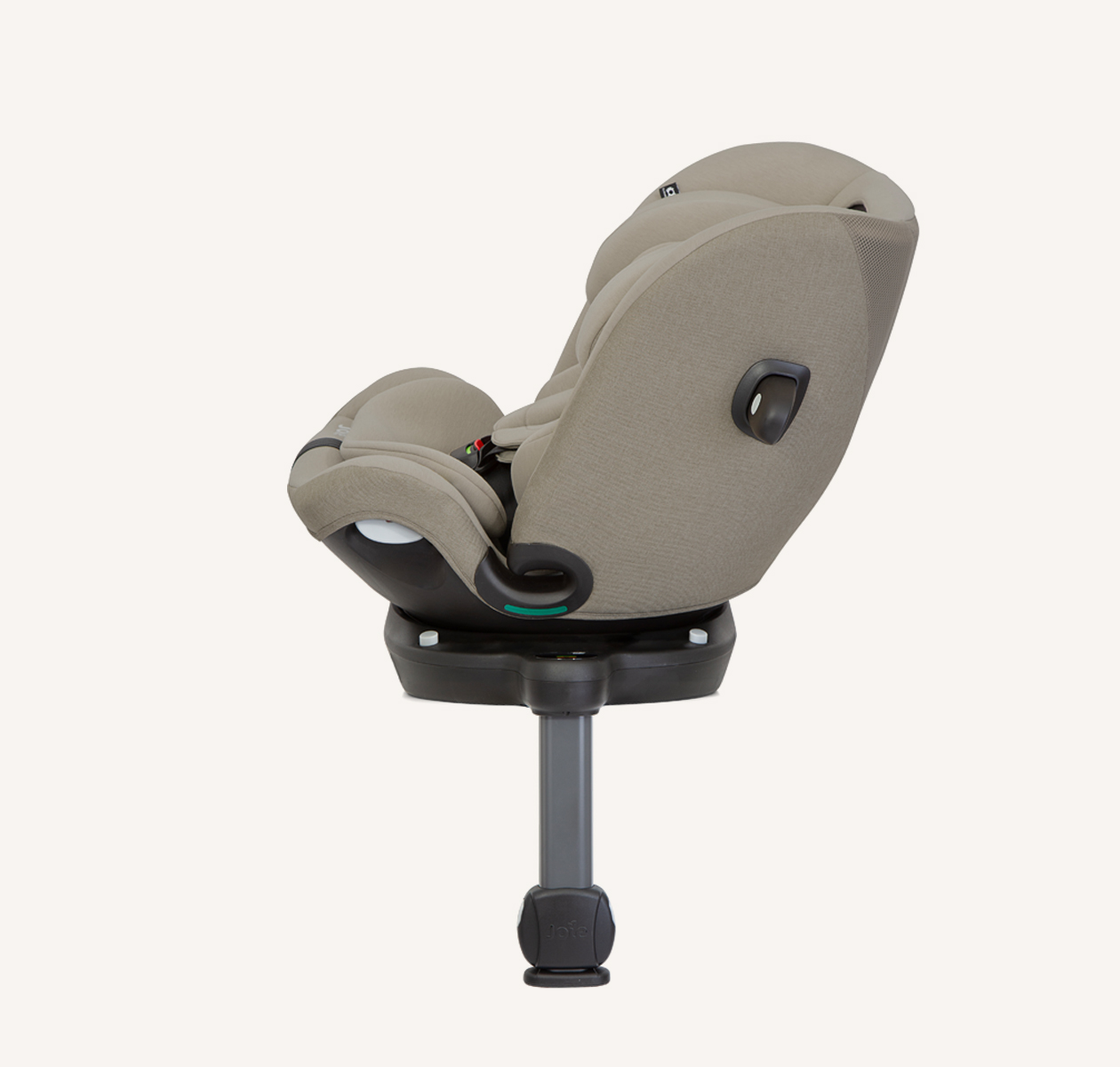 Joie i-Pivot Grow car seat in tan turned to the left
