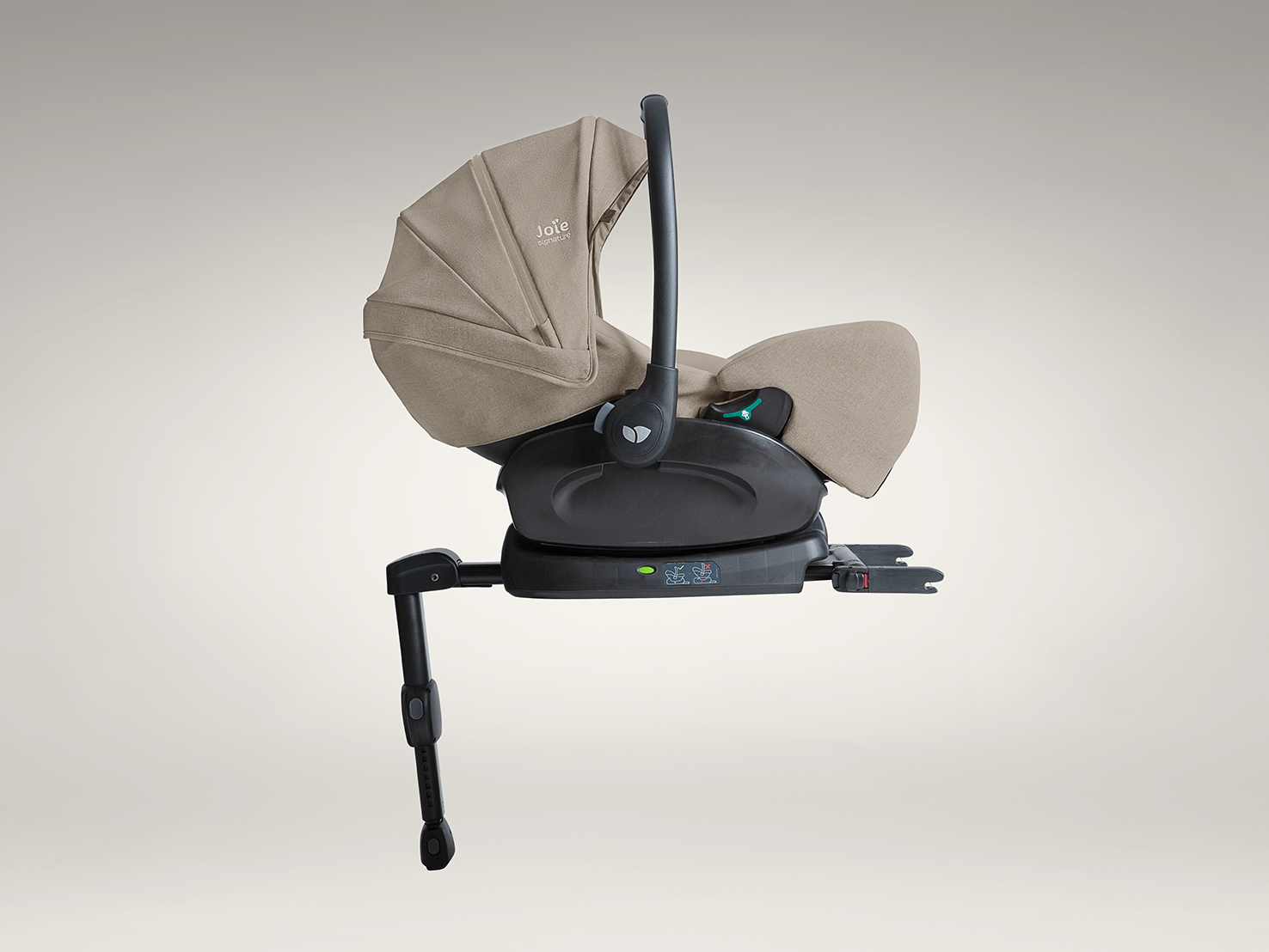 Joie i-Level Pro infant car seat in tan shown on i-base lx 2.
