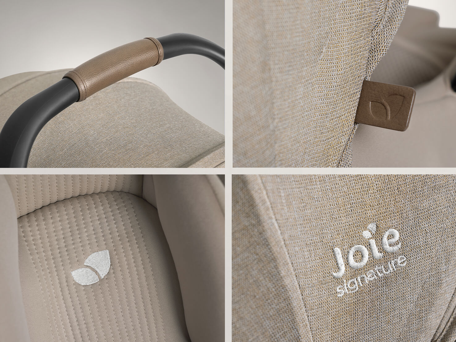 Collage image of i-Starter infant car seat fabric details
