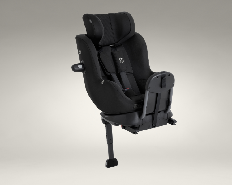 Right angle of Joie Signature i-Prodigi Pro car seat in eclipse fashion with the headrest raised