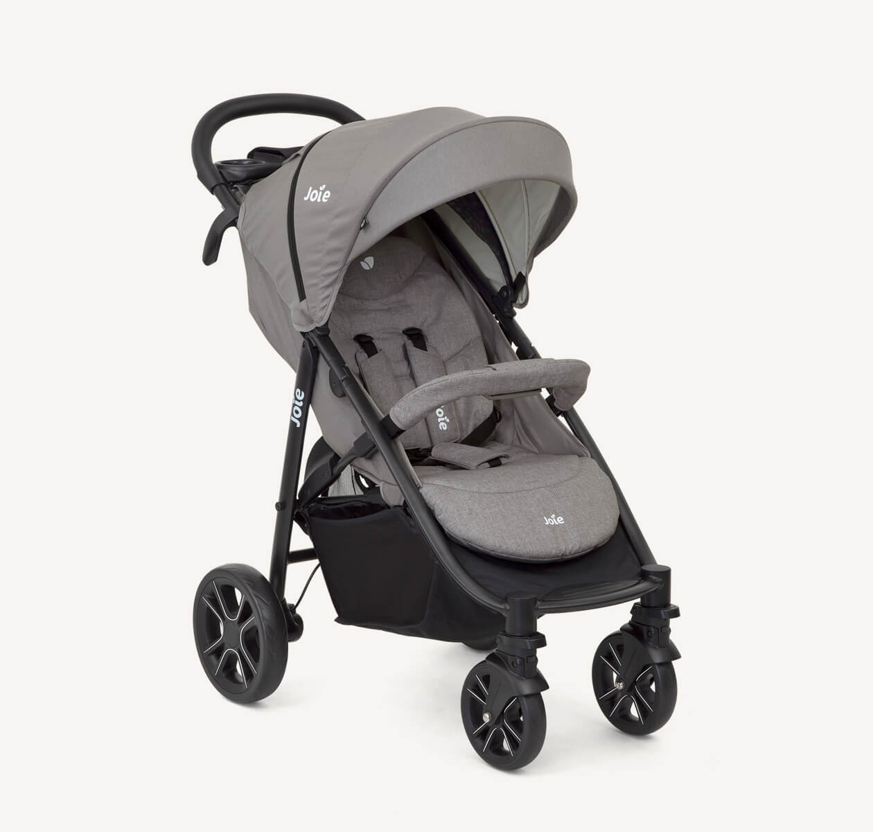 Joie litetrax 4 stroller in gray at an angle 