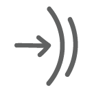 icon of two curved lines with an arrow pointing towards them to the right 
