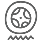 icon of a wheel with a jagged line underneath