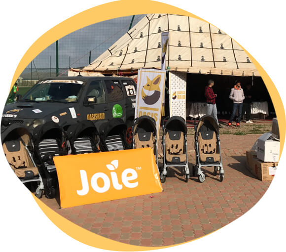 Collection of Joie products being given away to disadvantaged families.